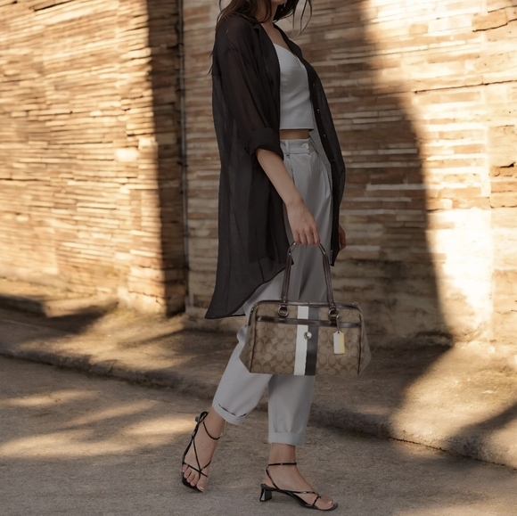 Coach (2010) Chelsea Heritage Stripe Signature Monogram Doctor Bag-EUC - Picture 3 of 15